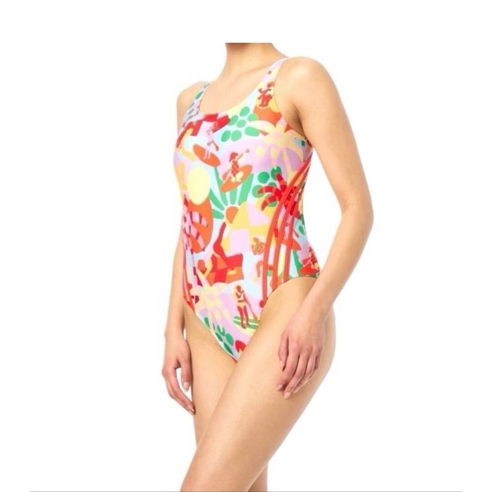 Adidas x FARM Rio Women Swimsuit One Piece Graphic Print Multi Color HY5564 12 - Picture 2 of 8